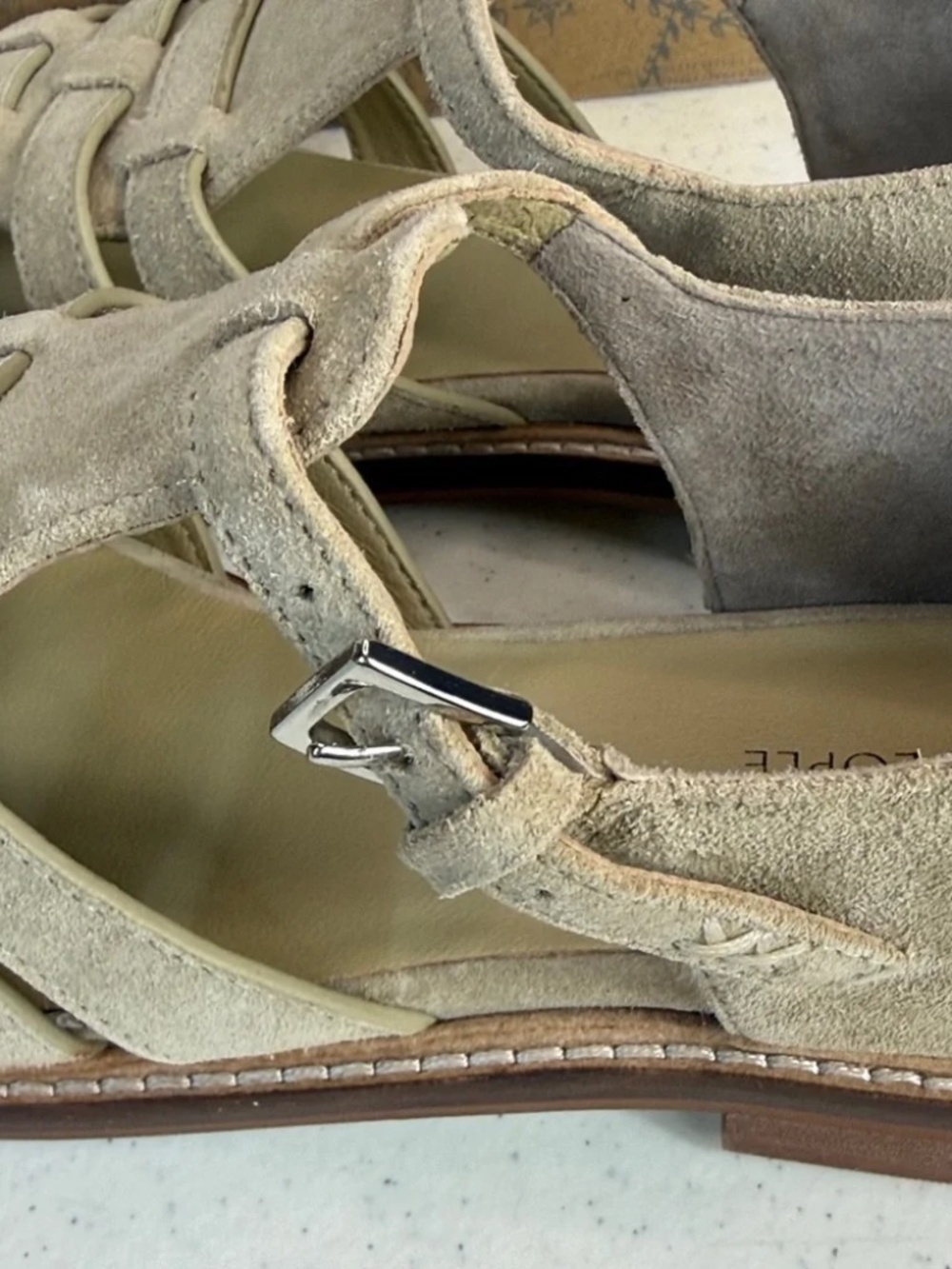 Free People Willow Fisherman Sandal (Women) Color: Oiled Suede/Beige Sz 7.5 - Picture 6 of 7